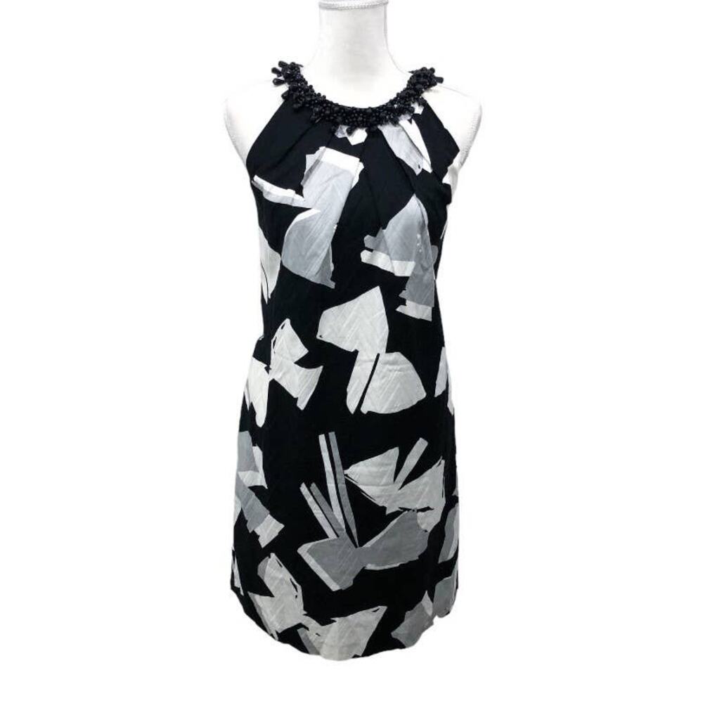 Chetta B Beaded Neck Mock Halter Sheath Dress